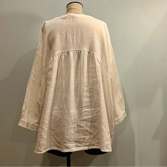 Zara White Linen V-Neck Tunic Top. Size XL. Excellent used condition. - Picture 8 of 12